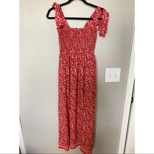 NWT Max Studio Red Floral Smocked Tie Strap Maxi